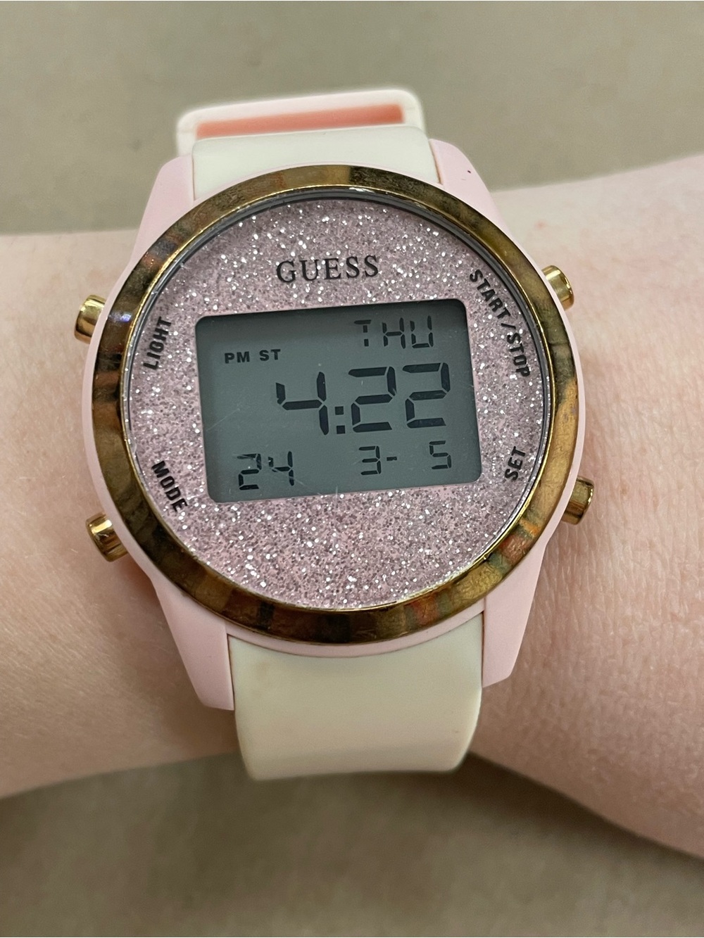 GUESS Galactic Pink Sparkle with Plastic Band Digital Watch